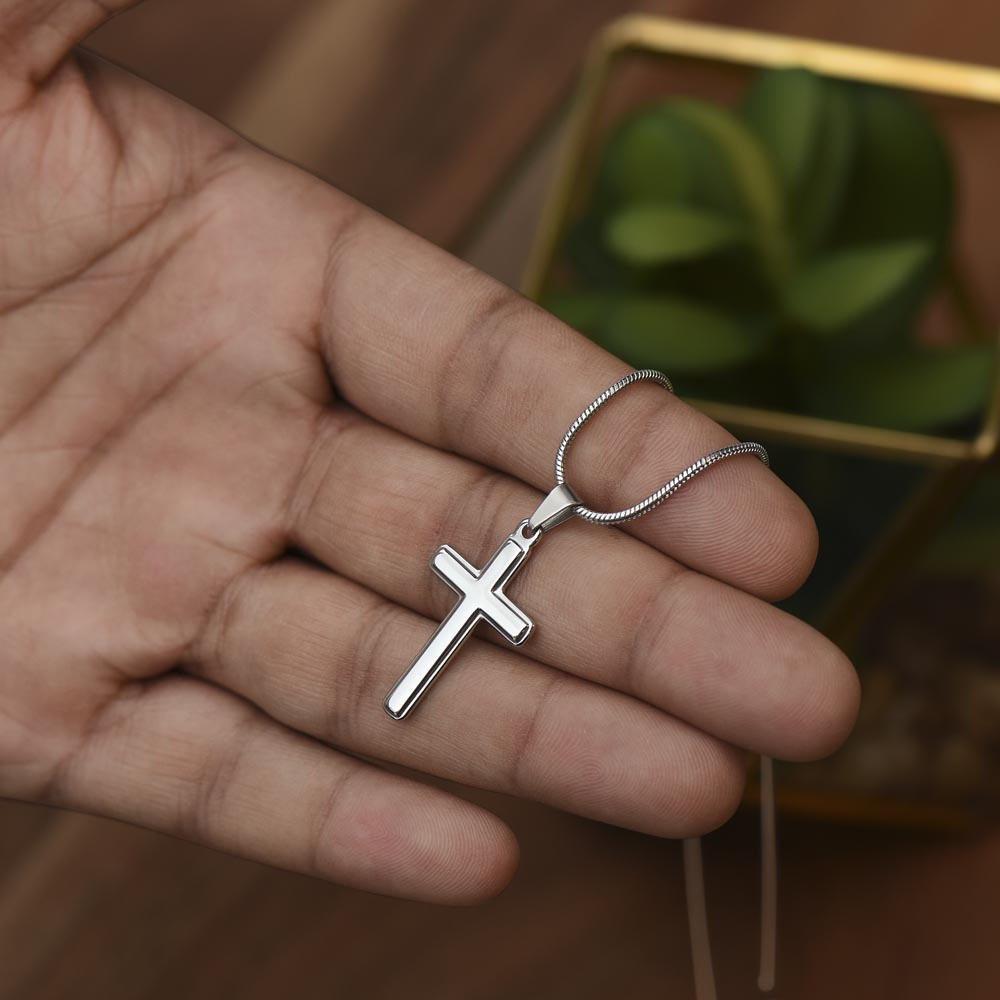 Scripture Card Ask & You Shall Receive Matthew 7:7 Cross Card Necklace w Stainless Steel Pendant Religious