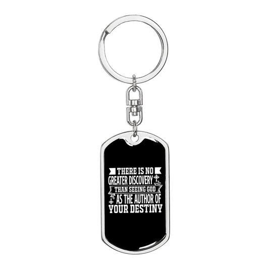 Author Of Destiny Keychain Stainless Steel or 18k Gold Dog Tag Keyring-Express Your Love Gifts