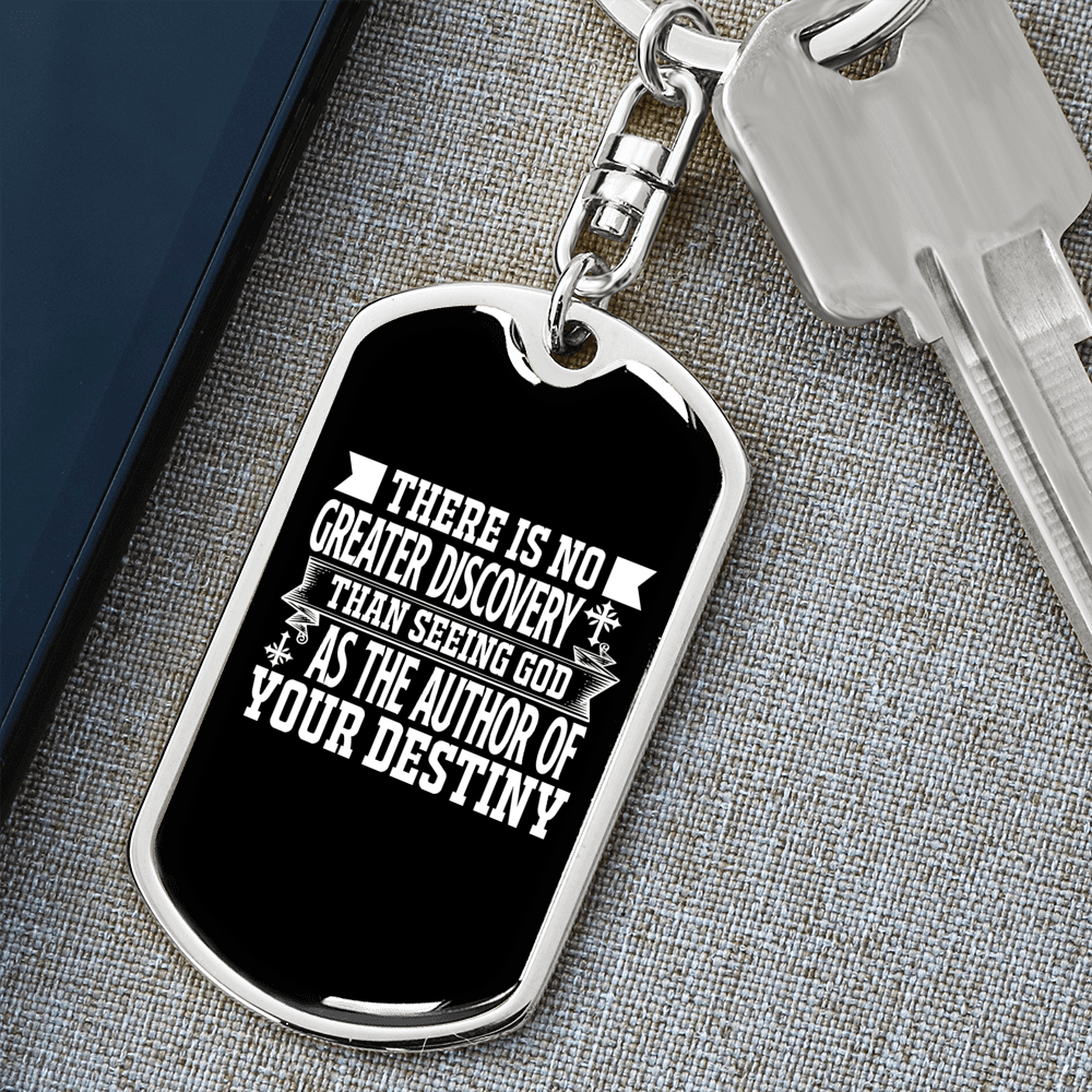 Author Of Destiny Keychain Stainless Steel or 18k Gold Dog Tag Keyring-Express Your Love Gifts