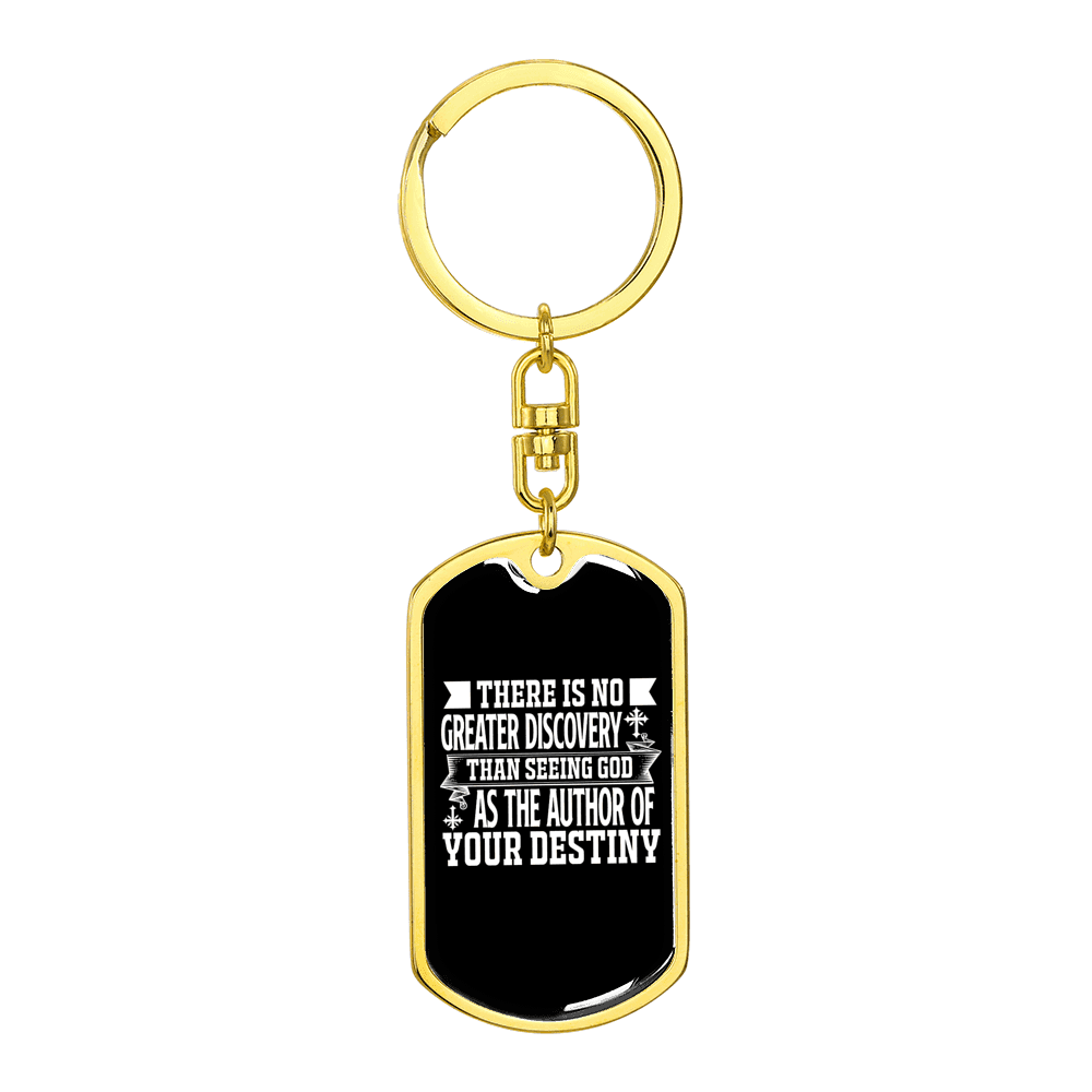 Author Of Destiny Stainless Steel or 18k Gold Premium Swivel Dog Tag Keychain