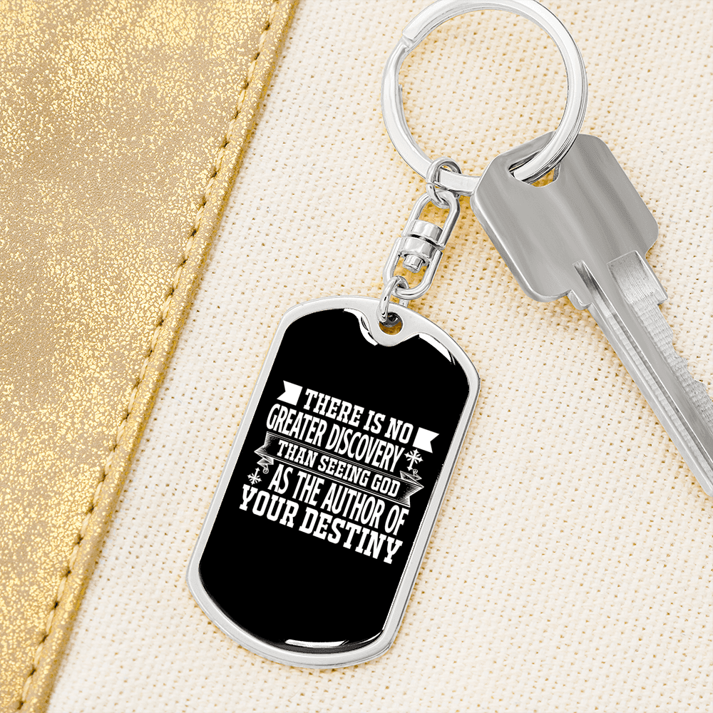 Author Of Destiny Keychain Stainless Steel or 18k Gold Dog Tag Keyring-Express Your Love Gifts