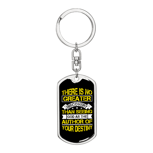Author Of Your Destiny Keychain Stainless Steel or 18k Gold Dog Tag Keyring-Express Your Love Gifts