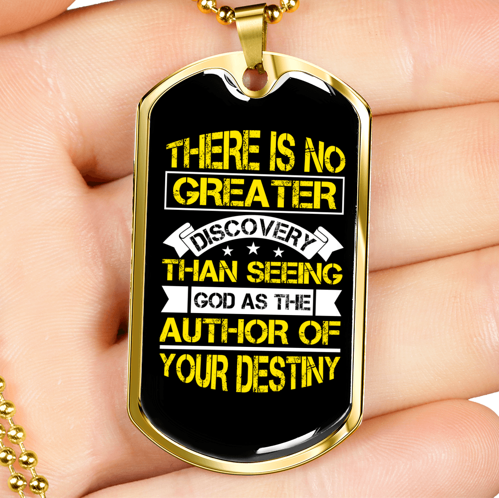 Author Of Your Destiny Necklace Stainless Steel or 18k Gold Dog Tag 24" Chain-Express Your Love Gifts