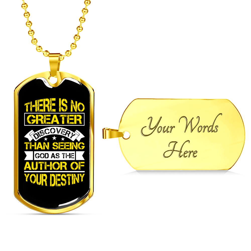 Author Of Your Destiny Necklace Stainless Steel or 18k Gold Dog Tag 24" Chain-Express Your Love Gifts