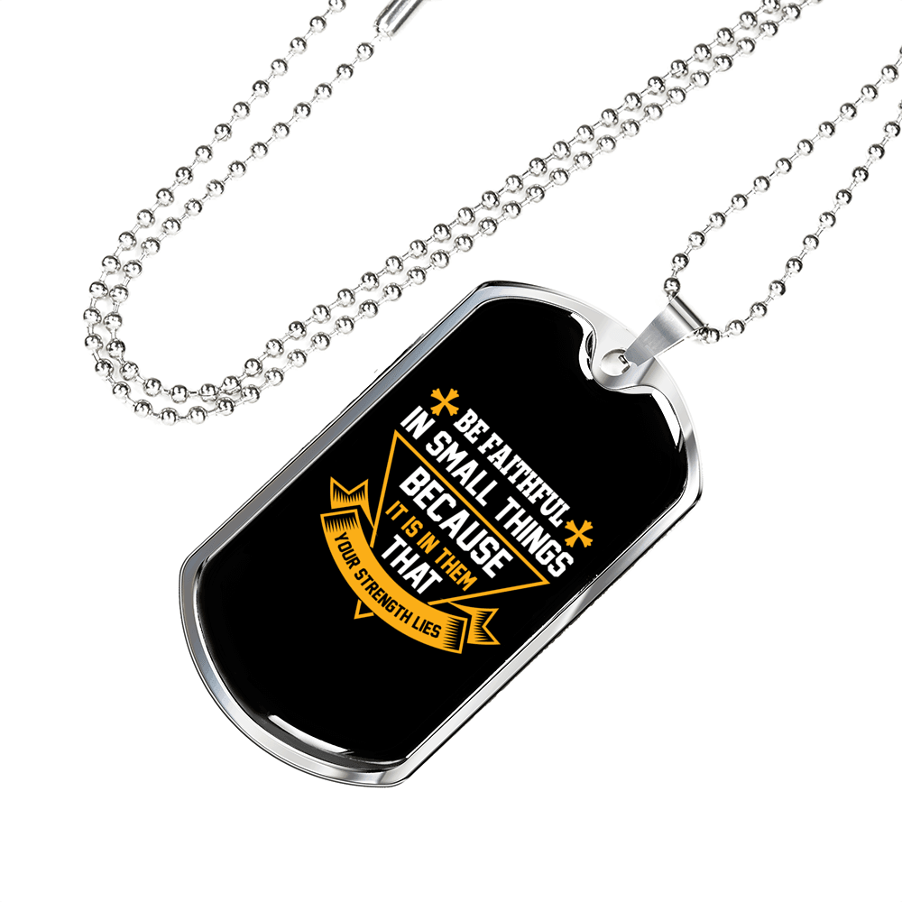 Be Faithful in Small Luke 16:10 Cross Necklace Stainless Steel or 18k Gold Dog Tag 24" Chain-Express Your Love Gifts