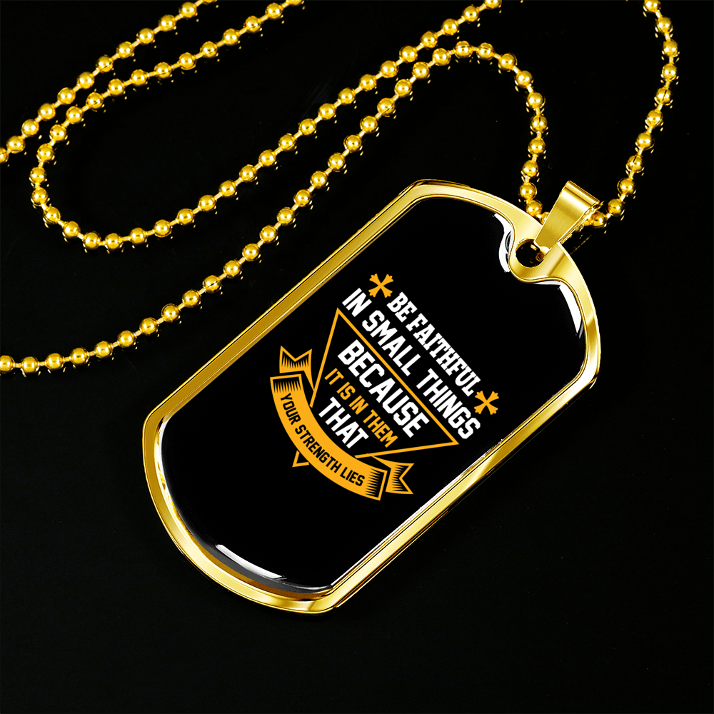 Be Faithful in Small Luke 16:10 Cross Necklace Stainless Steel or 18k Gold Dog Tag 24" Chain-Express Your Love Gifts