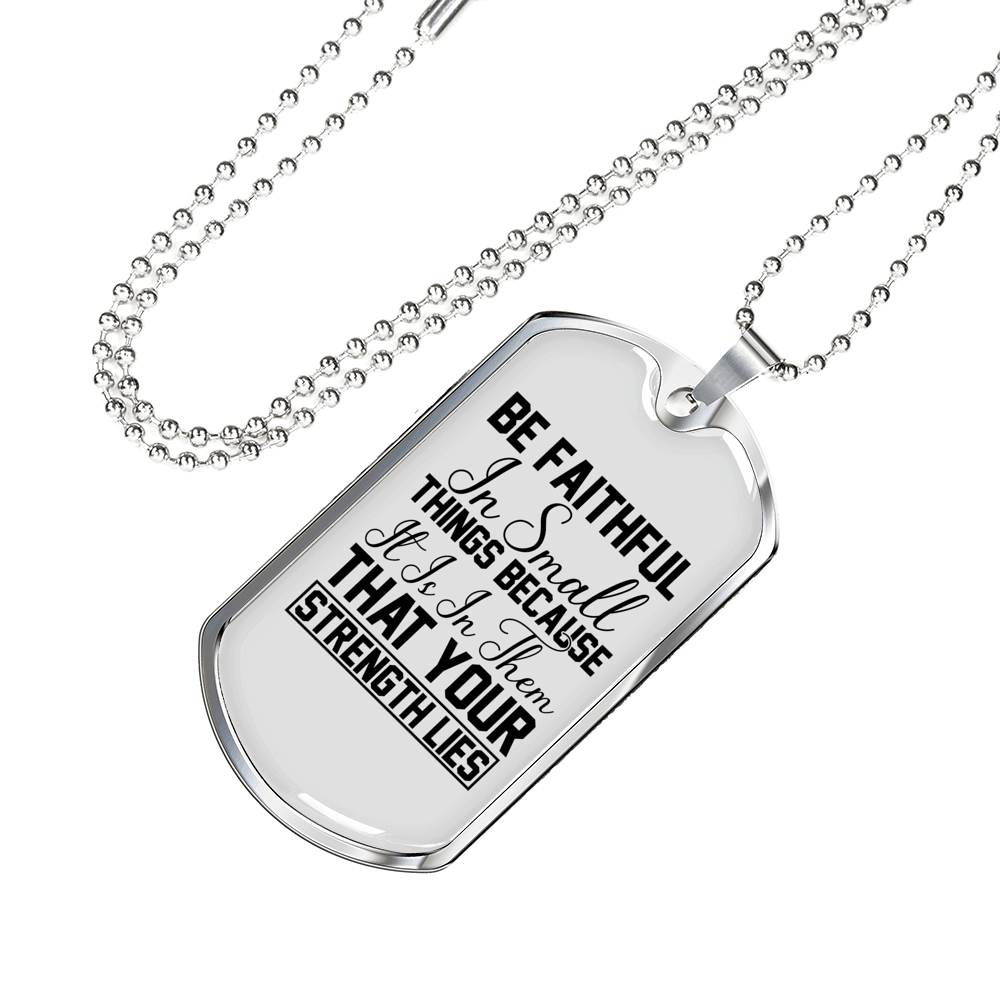Be Faithful Necklace Stainless Steel or 18k Gold Dog Tag 24" Chain-Express Your Love Gifts
