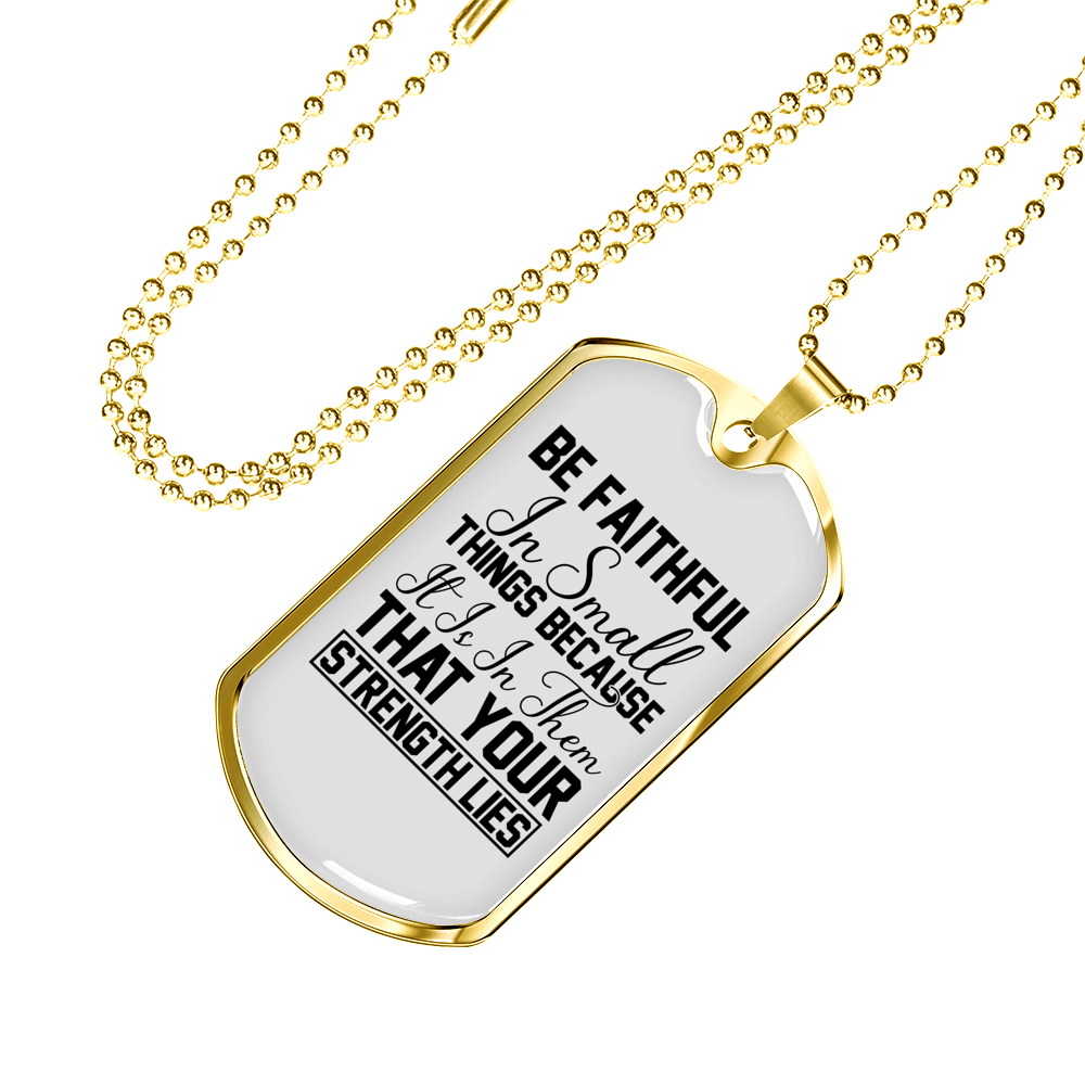 Be Faithful Necklace Stainless Steel or 18k Gold Dog Tag 24" Chain-Express Your Love Gifts