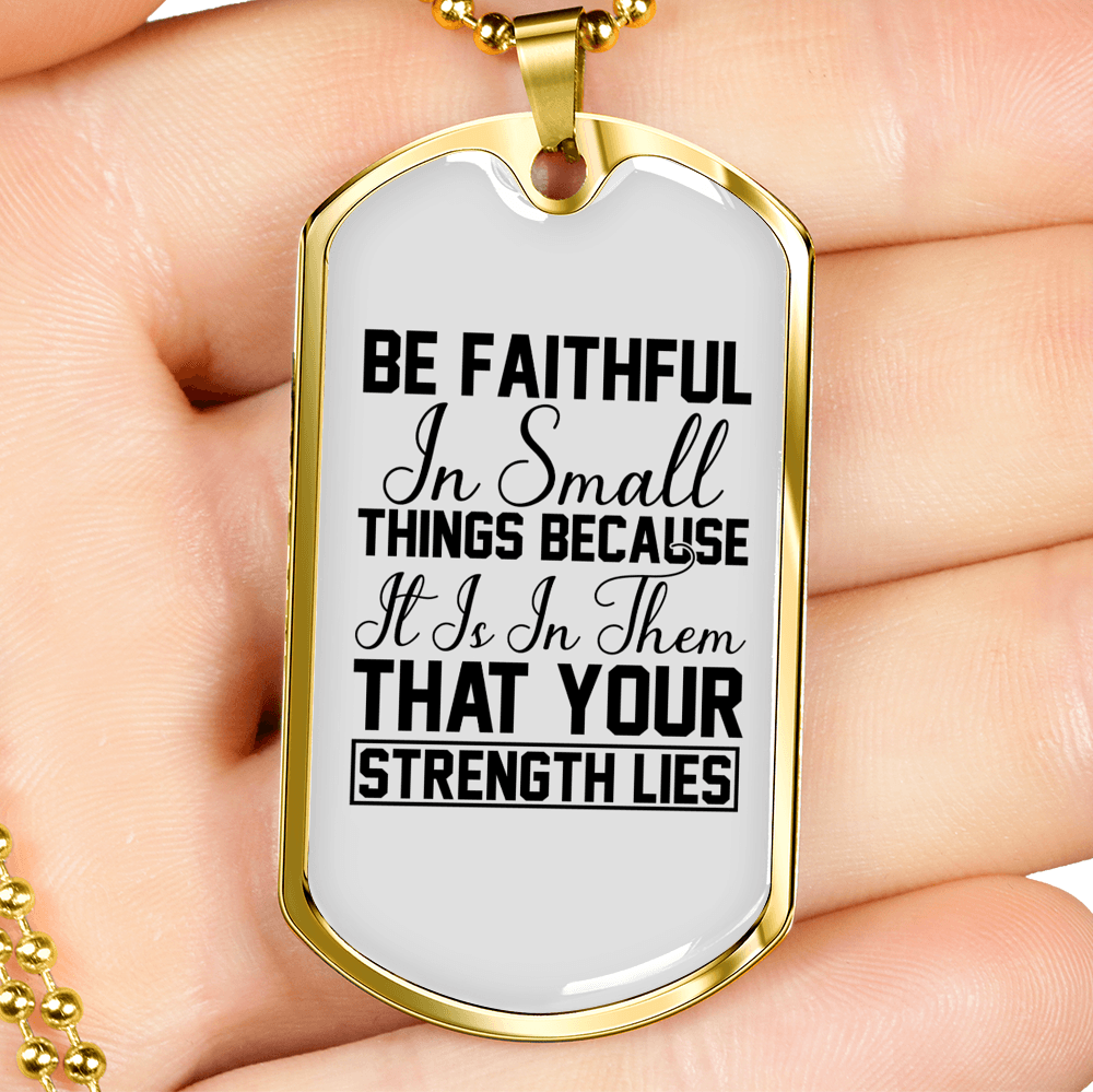 Be Faithful Necklace Stainless Steel or 18k Gold Dog Tag 24" Chain-Express Your Love Gifts