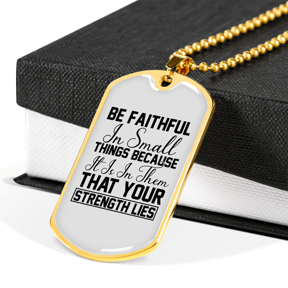 Be Faithful Necklace Stainless Steel or 18k Gold Dog Tag 24" Chain-Express Your Love Gifts