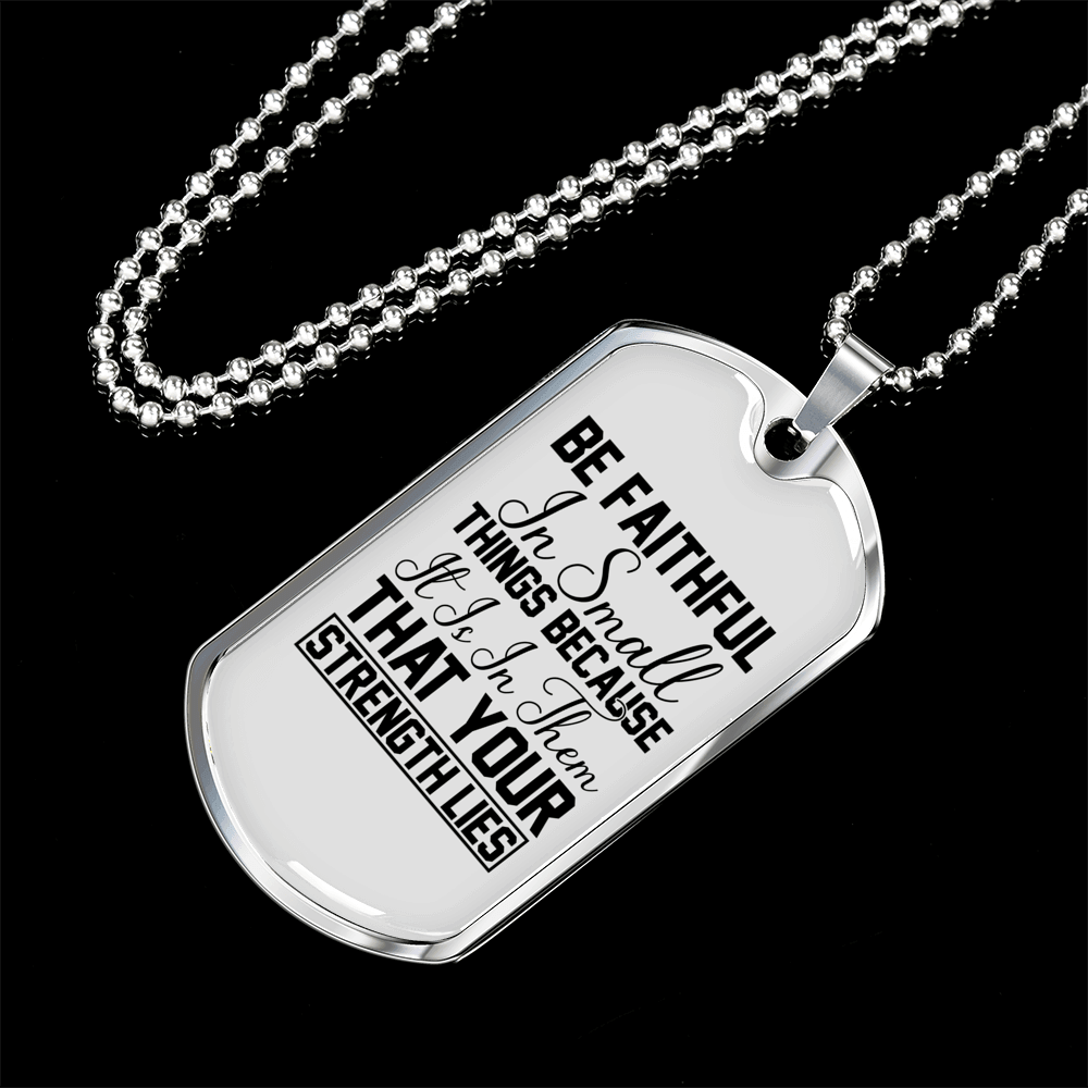 Be Faithful Necklace Stainless Steel or 18k Gold Dog Tag 24" Chain-Express Your Love Gifts