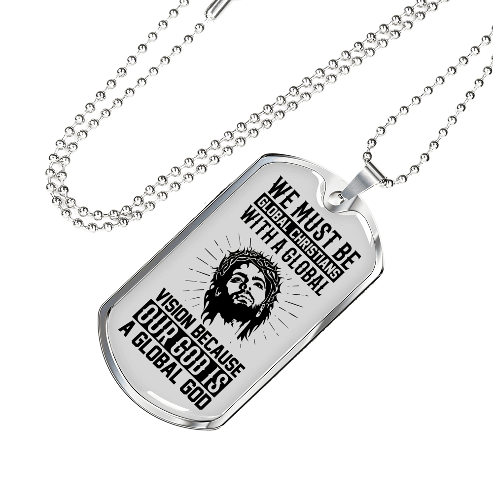 Be Global Christians Necklace Stainless Steel or 18k Gold Dog Tag 24" Chain-Express Your Love Gifts