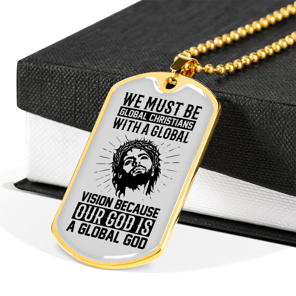 Be Global Christians Necklace Stainless Steel or 18k Gold Dog Tag 24" Chain-Express Your Love Gifts