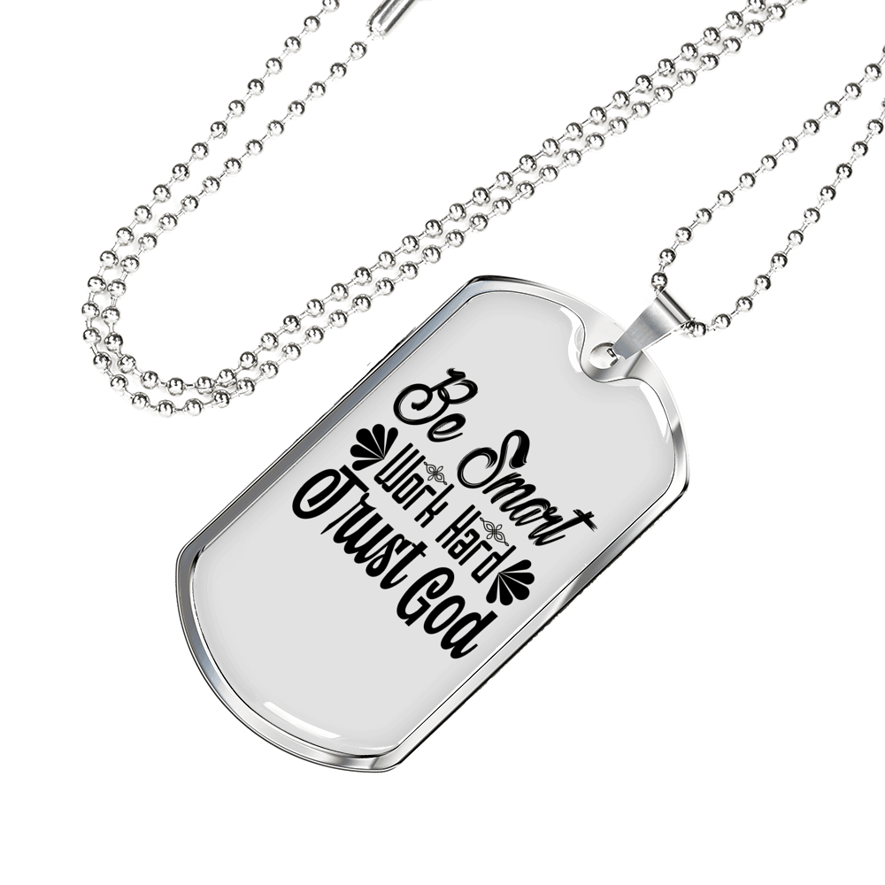 Be Smart Necklace Stainless Steel or 18k Gold Dog Tag 24" Chain-Express Your Love Gifts