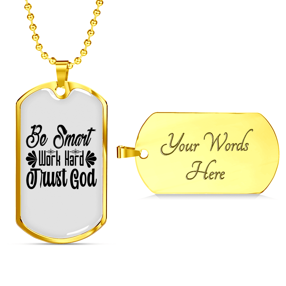 Be Smart Necklace Stainless Steel or 18k Gold Dog Tag 24" Chain-Express Your Love Gifts