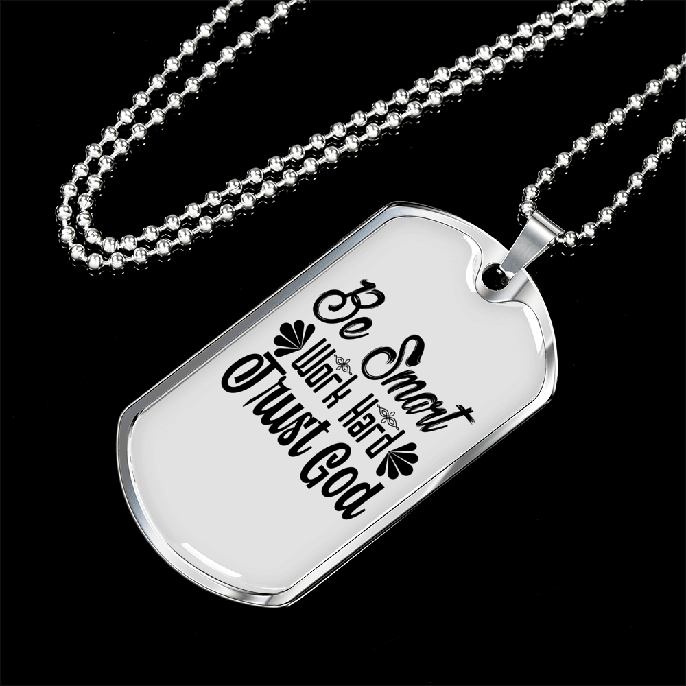 Be Smart Necklace Stainless Steel or 18k Gold Dog Tag 24" Chain-Express Your Love Gifts