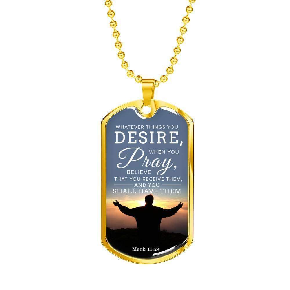 Believe And You Will Receive Bible Necklace Stainless Steel or 18k Gold Dog Tag W 24-Express Your Love Gifts