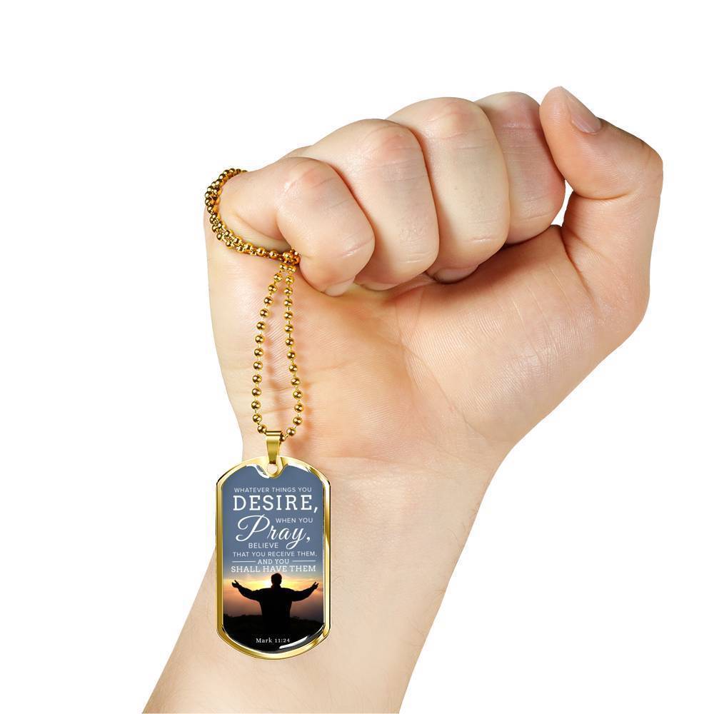 Believe And You Will Receive Bible Necklace Stainless Steel or 18k Gold Dog Tag W 24-Express Your Love Gifts