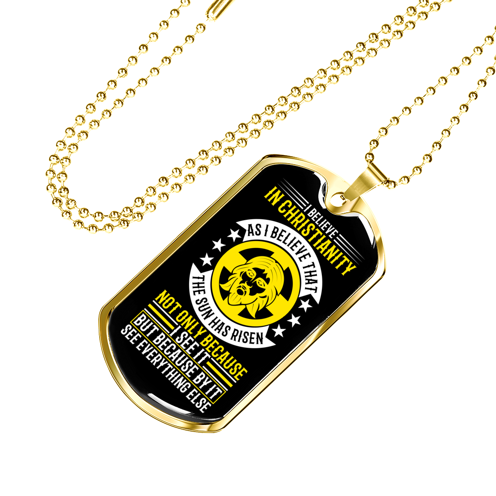 Believe In Christianity Necklace Stainless Steel or 18k Gold Dog Tag 24" Chain-Express Your Love Gifts