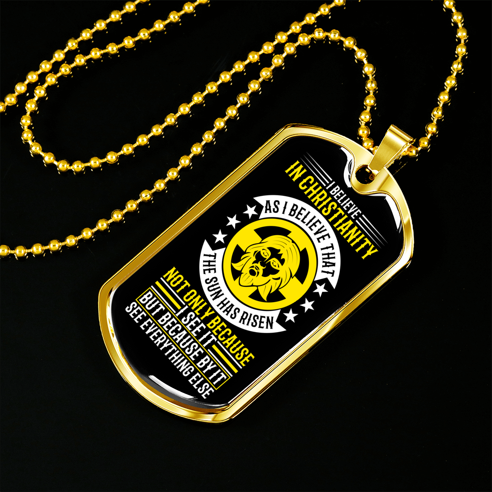 Believe In Christianity Necklace Stainless Steel or 18k Gold Dog Tag 24" Chain-Express Your Love Gifts