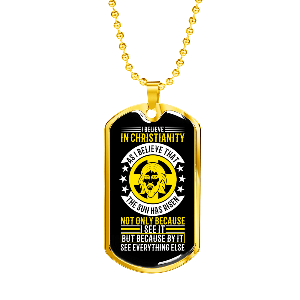Believe In Christianity Necklace Stainless Steel or 18k Gold Dog Tag 24" Chain-Express Your Love Gifts