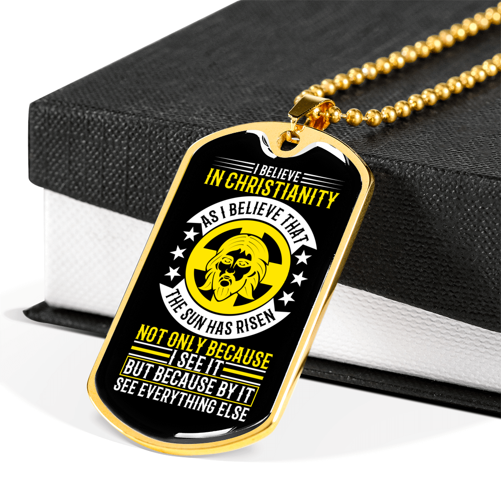 Believe In Christianity Necklace Stainless Steel or 18k Gold Dog Tag 24" Chain-Express Your Love Gifts