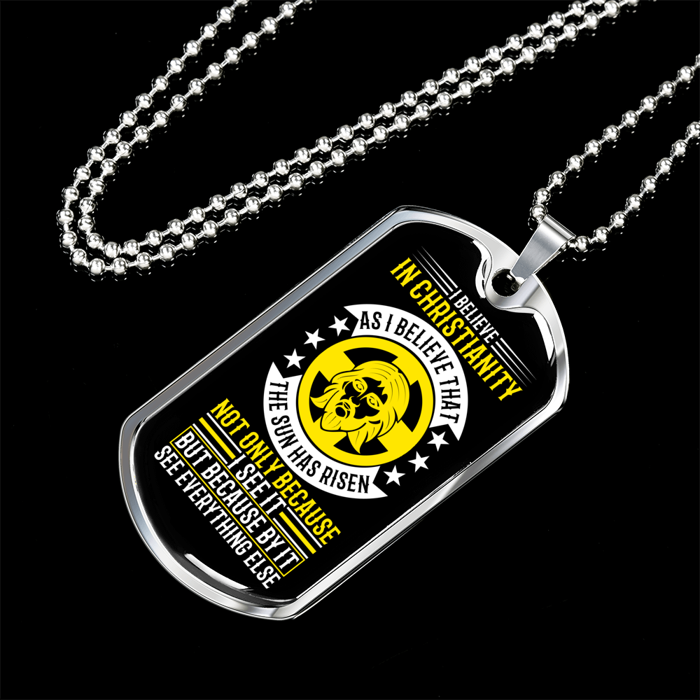 Believe In Christianity Necklace Stainless Steel or 18k Gold Dog Tag 24" Chain-Express Your Love Gifts