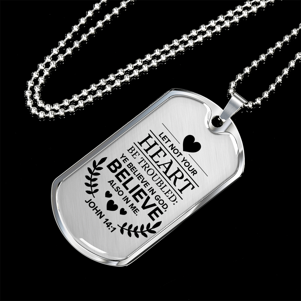 Believe In God Believe Also In Me Necklace Stainless Steel or 18k Gold Dog Tag 24" Chain-Express Your Love Gifts