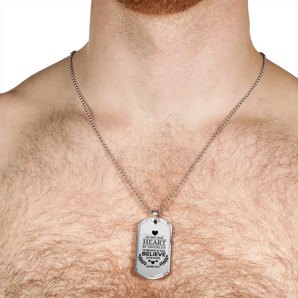 Believe In God Believe Also In Me Necklace Stainless Steel or 18k Gold Dog Tag 24" Chain-Express Your Love Gifts