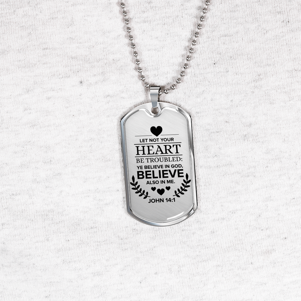 Believe In God Believe Also In Me Necklace Stainless Steel or 18k Gold Dog Tag 24" Chain-Express Your Love Gifts
