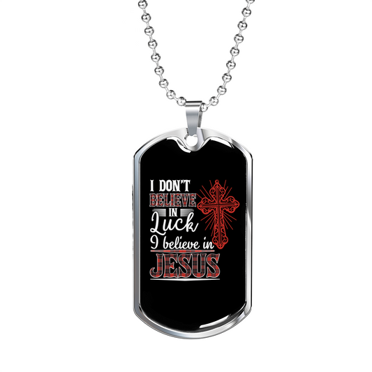 Believe In Jesus Necklace Stainless Steel or 18k Gold Dog Tag 24" Chain-Express Your Love Gifts