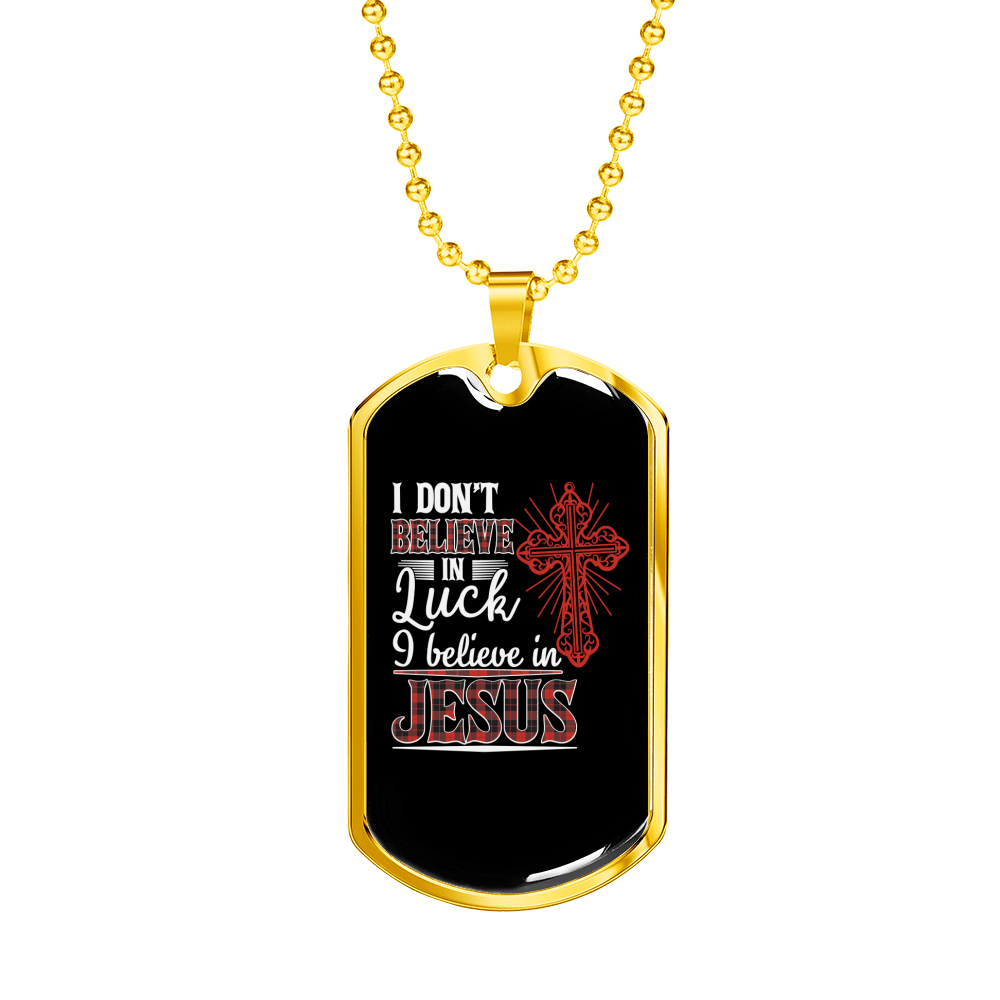 Believe In Jesus Necklace Stainless Steel or 18k Gold Dog Tag 24" Chain-Express Your Love Gifts