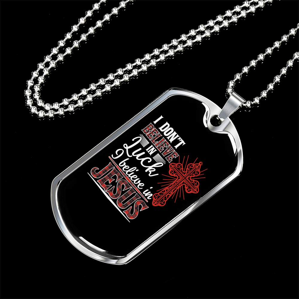 Believe In Jesus Necklace Stainless Steel or 18k Gold Dog Tag 24" Chain-Express Your Love Gifts