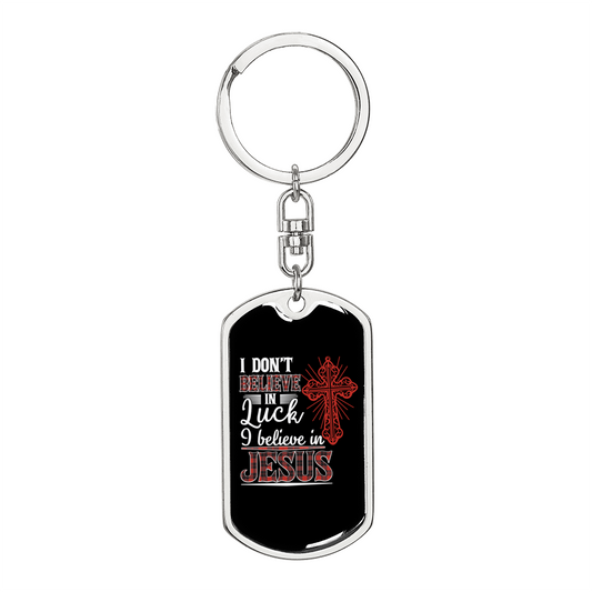 Believe Jesus Keychain Stainless Steel or 18k Gold Dog Tag Keyring-Express Your Love Gifts