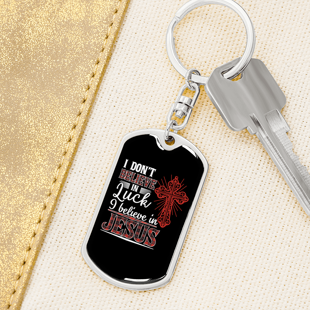 Believe Jesus Keychain Stainless Steel or 18k Gold Dog Tag Keyring-Express Your Love Gifts
