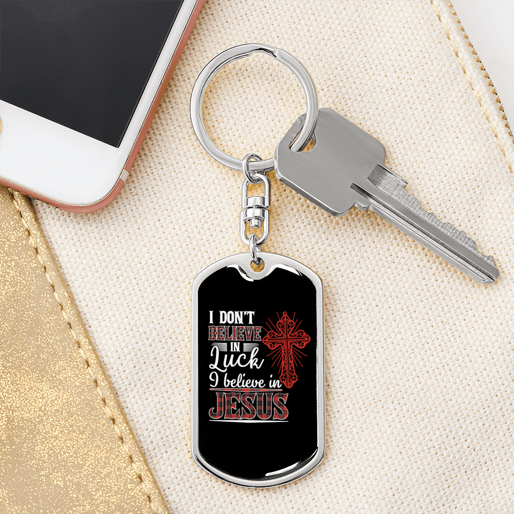 Believe Jesus Keychain Stainless Steel or 18k Gold Dog Tag Keyring-Express Your Love Gifts