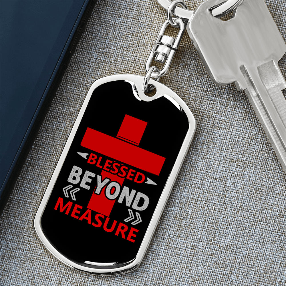 Beyond Measure Keychain Stainless Steel or 18k Gold Dog Tag Keyring-Express Your Love Gifts