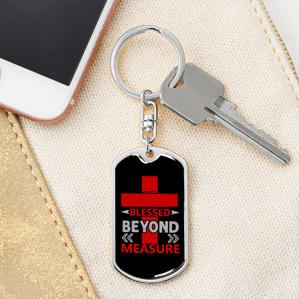 Beyond Measure Keychain Stainless Steel or 18k Gold Dog Tag Keyring-Express Your Love Gifts