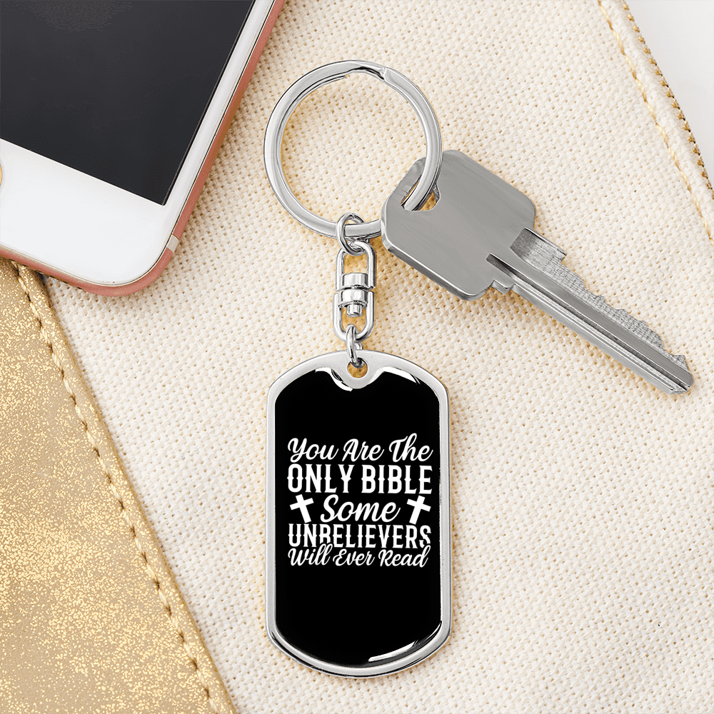 Bible Ever Read Keychain Stainless Steel or 18k Gold Dog Tag Keyring-Express Your Love Gifts