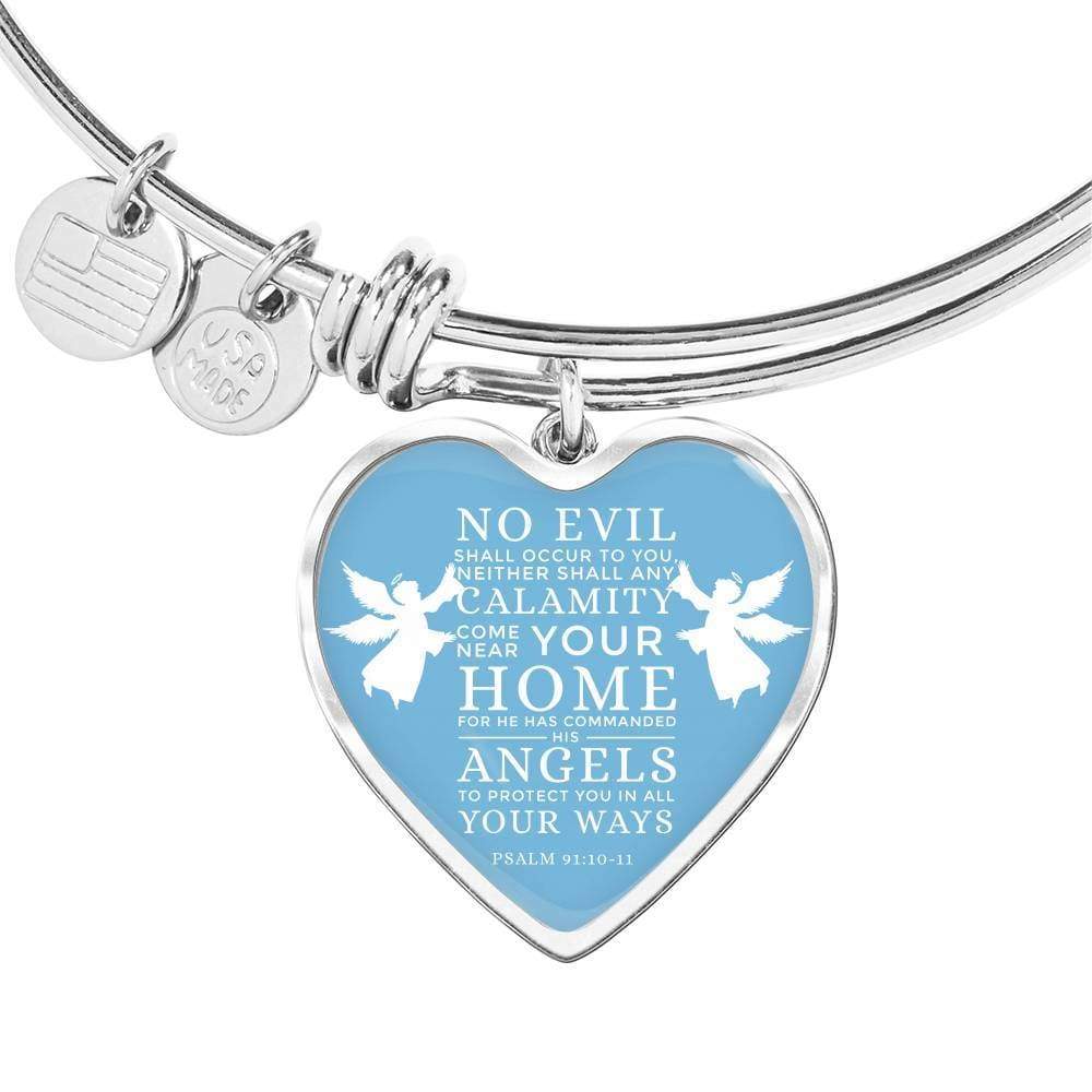Bible Psalm Bracelet Stainless Steel or 18k Gold Heart Pendant Bangle