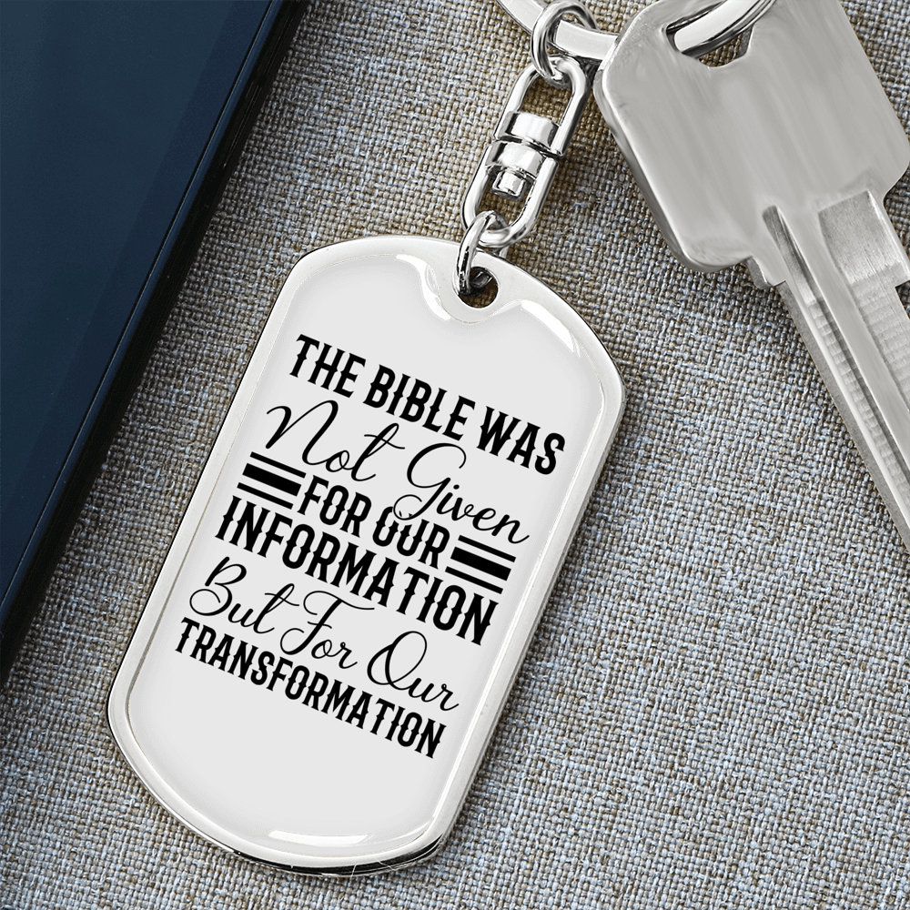 Bible Transformation Keychain Stainless Steel or 18k Gold Dog Tag Keyring-Express Your Love Gifts