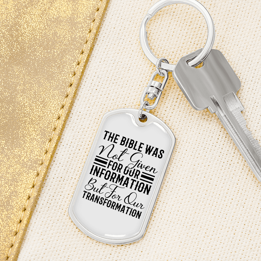 Bible Transformation Keychain Stainless Steel or 18k Gold Dog Tag Keyring-Express Your Love Gifts