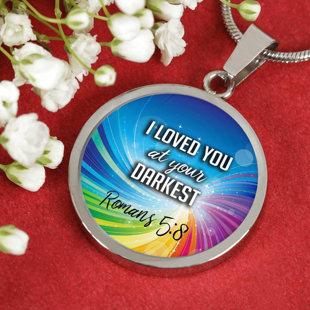 Bible Verse Gift Circle Romans Pendant Necklace Stainless Steel or 18k Gold 18-22" - Express Your Love Gifts