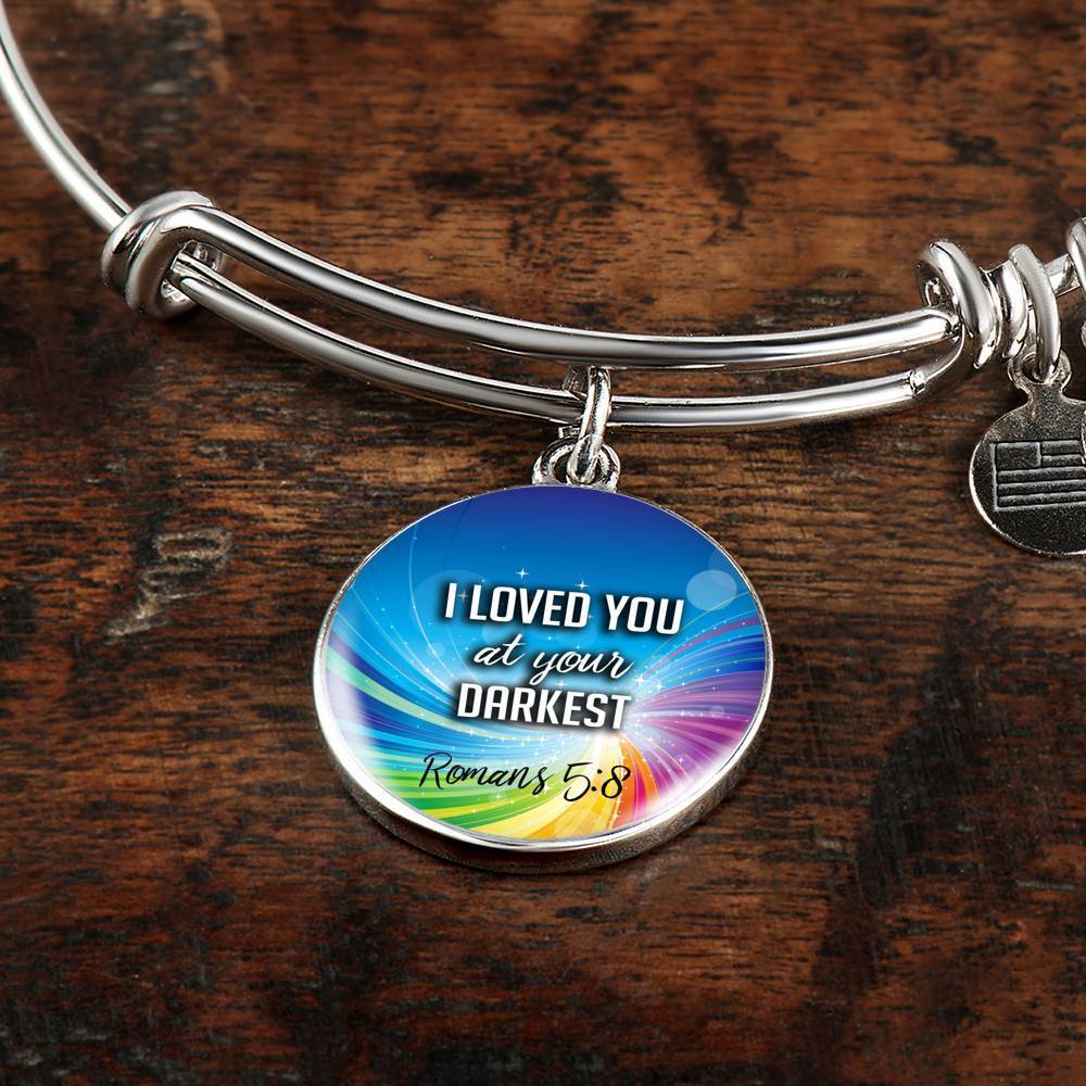 Bible Verse Gift Circle Romans Stainless Steel or 18k Gold Bracelet Bangle - Express Your Love Gifts