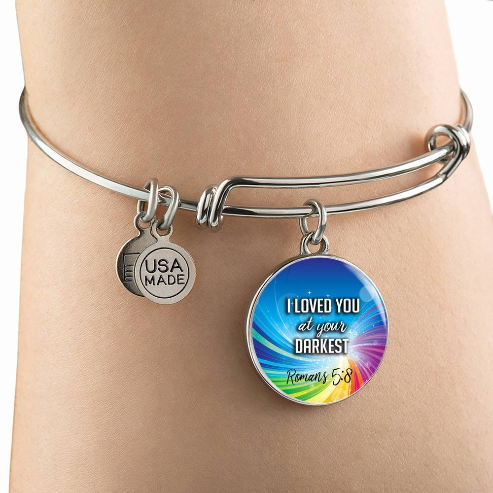 Bible Verse Gift Circle Romans Stainless Steel or 18k Gold Bracelet Bangle - Express Your Love Gifts