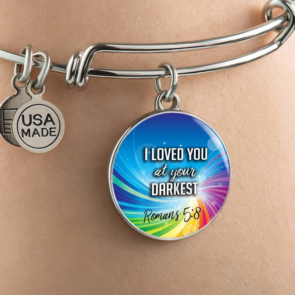 Bible Verse Gift Circle Romans Stainless Steel or 18k Gold Bracelet Bangle - Express Your Love Gifts