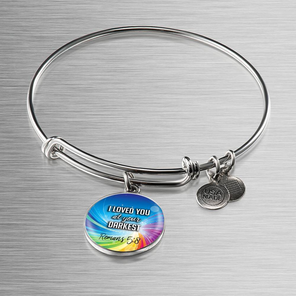 Bible Verse Gift Circle Romans Stainless Steel or 18k Gold Bracelet Bangle - Express Your Love Gifts