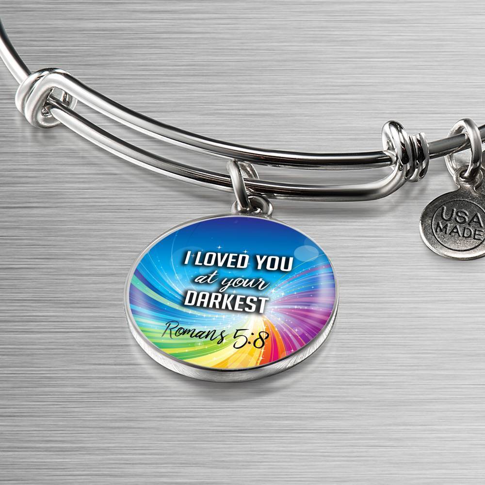 Bible Verse Gift Circle Romans Stainless Steel or 18k Gold Bracelet Bangle - Express Your Love Gifts