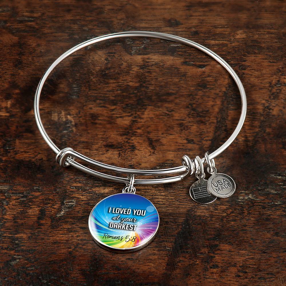 Bible Verse Gift Circle Romans Stainless Steel or 18k Gold Bracelet Bangle - Express Your Love Gifts