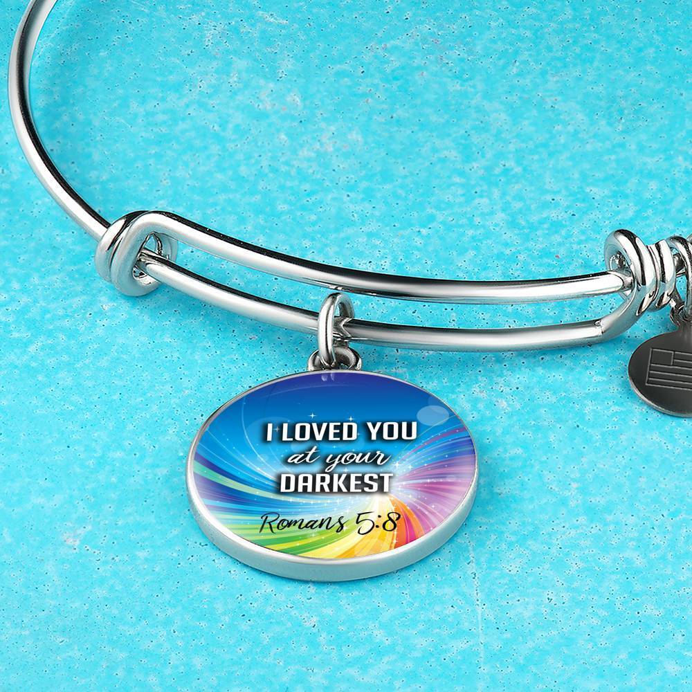Bible Verse Gift Circle Romans Stainless Steel or 18k Gold Bracelet Bangle - Express Your Love Gifts